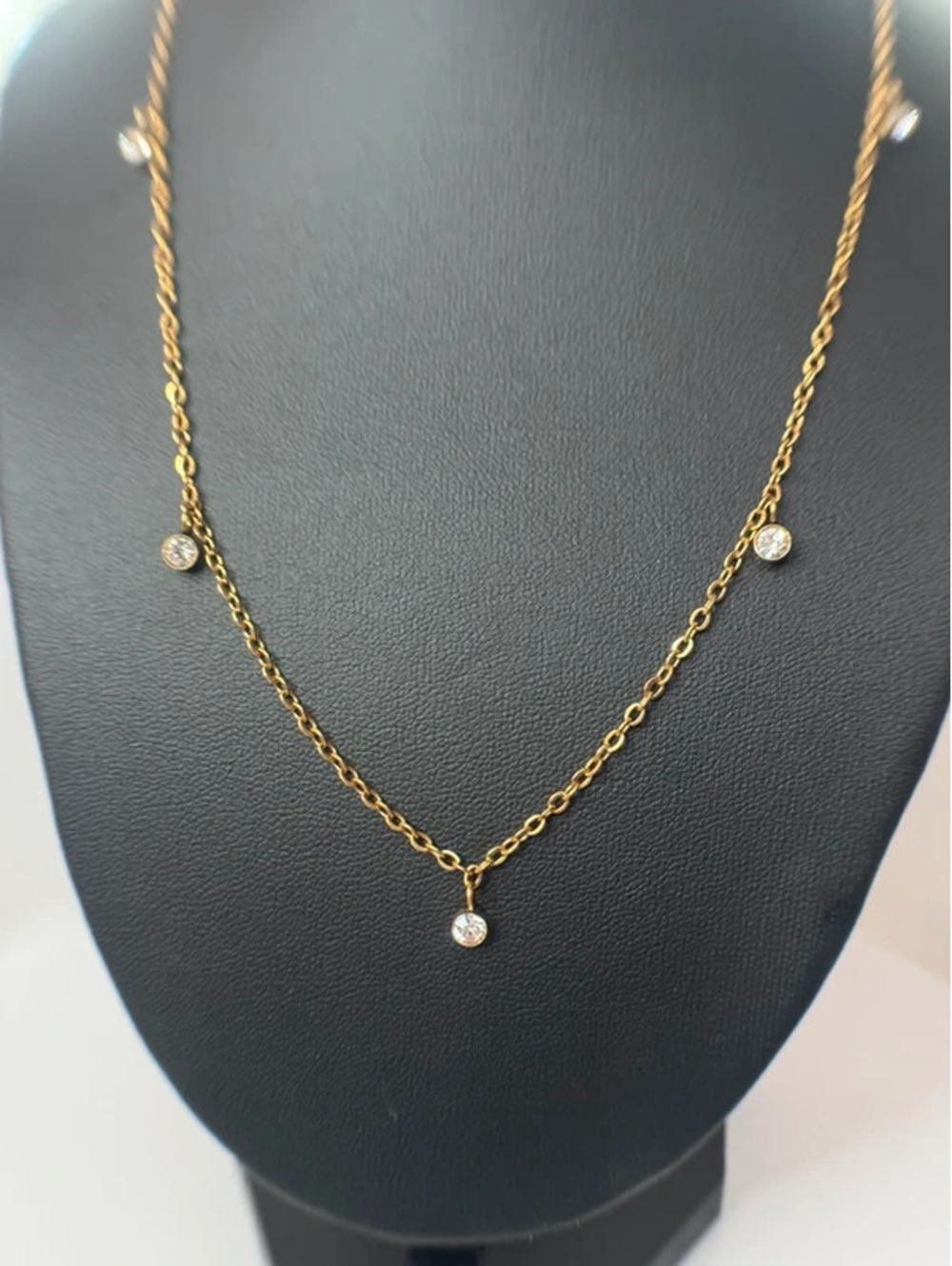 16-18” gold tone stainless steel cz